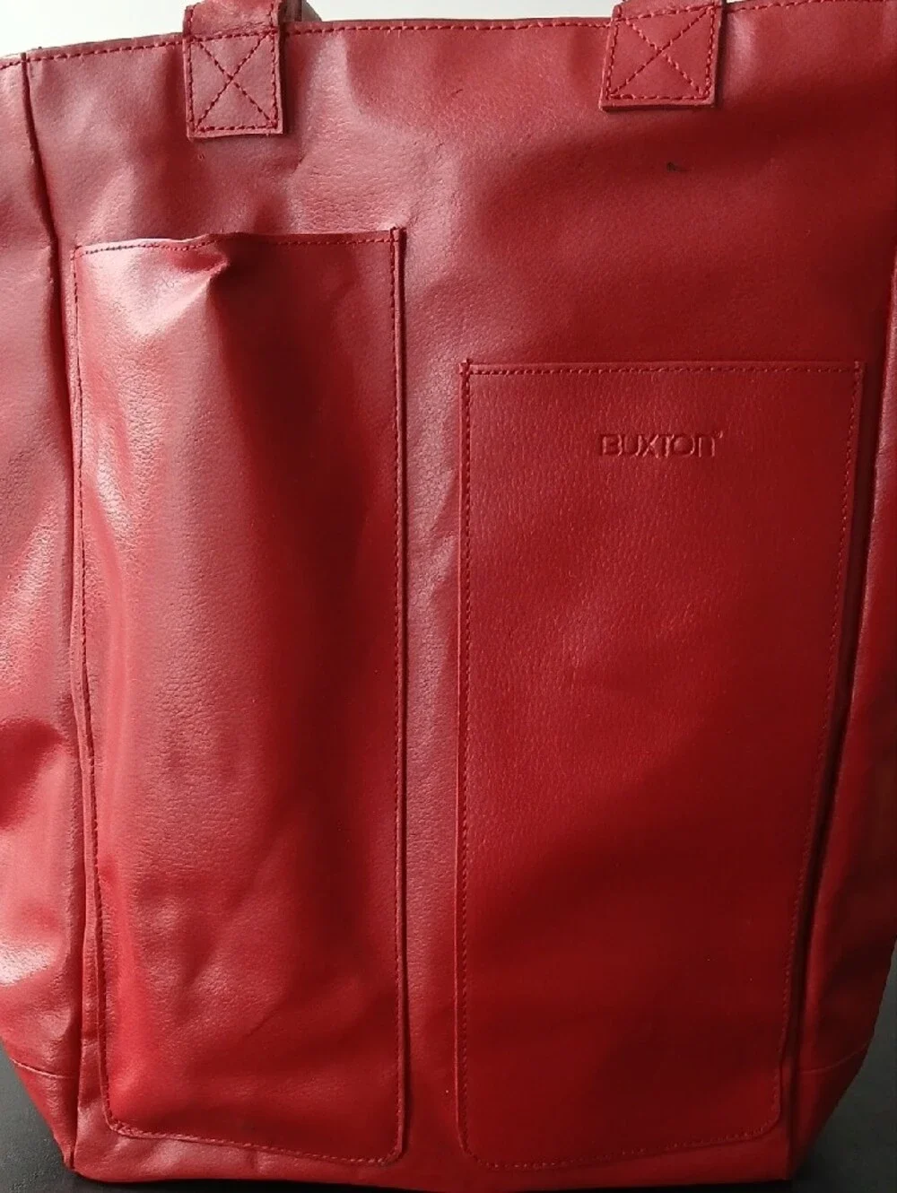 Buxton Red Leather Laptop Tote for Men